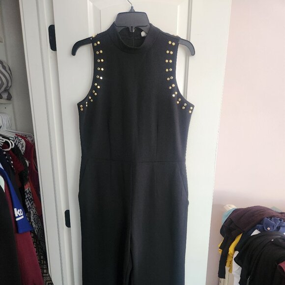 $165 retail-NWOT-Michael Kors Astor Women's Black Crepe Jumpsuit - Size M PETITE - Picture 9 of 16